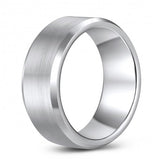 Stylish Tungsten Ring Band - Wedding - 9mm - Fashion - Brushed Finish - Men's - Unisex - Engravable - Flat MJ-TUR-448-129