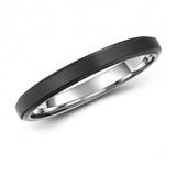 Dapper Thin Black Two-Tone Tungsten Ring Band - Wedding - 4mm - Fashion - Brushed Finish - Men's - Unisex - Engravable - Flat MJ-TUR-448-133