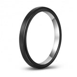 Dapper Thin Black Two-Tone Tungsten Ring Band - Wedding - 4mm - Fashion - Brushed Finish - Men's - Unisex - Engravable - Flat MJ-TUR-448-133