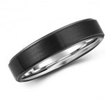 Chic Black Two-Tone Tungsten Ring Band - Wedding - 5mm - Fashion - Brushed Finish - Men's - Unisex - Engravable - Flat MJ-TUR-448-134