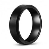 Elegant Black Tungsten Ring Band - Wedding - 7mm - Fashion - Brushed Finish - Men's - Unisex - Engravable - Flat MJ-TUR-448-135