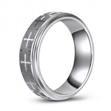 Contrasting Textured Crosses Tungsten Wedding or Fashion Ring TUR448-67