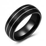 Black Doubled Lined Tungsten Domed Wedding or Fashion Band TUR448-68