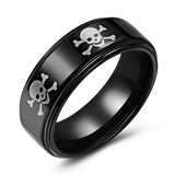 Black Skull and Crossbones Tungsten Wedding or Fashion Ring TUR448-71