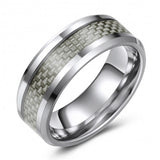 Tungsten Wedding or Fashion Ring with Carbon Fiber Inlay TUR448-74