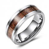 Tungsten Wedding or Fashion Band with Wood Grain Inlay TUR448-75