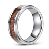 Tungsten Wedding or Fashion Band with Wood Grain Inlay TUR448-75