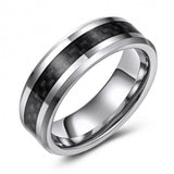 Grey Carbon Fiber Inlaid Tungsten Wedding or Fashion Band TUR448-76