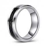 Grey Carbon Fiber Inlaid Tungsten Wedding or Fashion Band TUR448-76