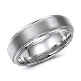 Classic Tungsten Ring Band - Wedding - 8mm - Fashion - Brushed Finish - Men's - Unisex - Engravable - Flat MJ-TUR-448-78