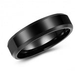 Chic Black Tungsten Ring Band - 6mm - Wedding - Fashion - Men's - Unisex - Engravable - Flat MJ-TUR-448-79