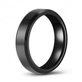 Chic Black Tungsten Ring Band - 6mm - Wedding - Fashion - Men's - Unisex - Engravable - Flat MJ-TUR-448-79