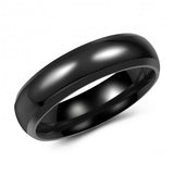 Trendy Black Tungsten Ring Band - 6mm - Wedding - Fashion - Men's - Unisex - Engravable - Domed MJ-TUR-448-80