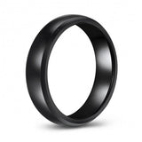 Trendy Black Tungsten Ring Band - 6mm - Wedding - Fashion - Men's - Unisex - Engravable - Domed MJ-TUR-448-80