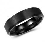 Modern Brushed Black Tungsten Ring Band - 6mm - Wedding - Fashion - Men's - Unisex - Engravable - Flat MJ-TUR-448-81