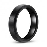 Modern Brushed Black Tungsten Ring Band - 6mm - Wedding - Fashion - Men's - Unisex - Engravable - Flat MJ-TUR-448-81