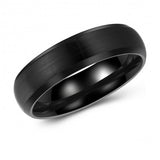 Stylish Brushed Black Tungsten Ring Band - 6mm - Wedding - Fashion - Men's - Unisex - Engravable Domed MJ-TUR-448-82