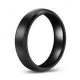 Stylish Brushed Black Tungsten Ring Band - 6mm - Wedding - Fashion - Men's - Unisex - Engravable Domed MJ-TUR-448-82