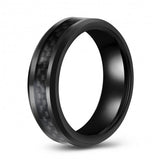 Swanky Carbon Fiber Black Tungsten Ring Band - 7mm - Wedding - Fashion - Men's - Unisex - Engravable - Flat MJ-TUR-448-83