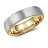 Stylish Two-Toned Brushed Tungsten Ring Band - 6mm - Wedding - Fashion - Men's - Unisex - Engravable - Domed MJ-TUR-448-84