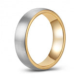 Stylish Two-Toned Brushed Tungsten Ring Band - 6mm - Wedding - Fashion - Men's - Unisex - Engravable - Domed MJ-TUR-448-84