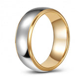 Beautiful Two Toned High-Polish Tungsten Ring Band - 6mm - Wedding - Fashion - Men's - Unisex - Engravable - Domed MJ-TUR-448-87