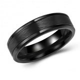 Stylish Brushed Black Tungsten Ring Band - 6mm - Wedding - Fashion - Men's - Unisex - Engravable - Flat MJ-TUR-448-96