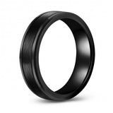 Stylish Brushed Black Tungsten Ring Band - 6mm - Wedding - Fashion - Men's - Unisex - Engravable - Flat MJ-TUR-448-96