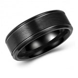 Modern Brushed Black Tungsten Ring Band - 8mm - Wedding - Fashion - Men's - Unisex - Engravable - Flat MJ-TUR-448-97