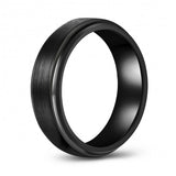 Classy Brushed Black Tungsten Ring Band - 7mm - Wedding - Fashion - Men's - Unisex - Engravable - Flat MJ-TUR-448-98