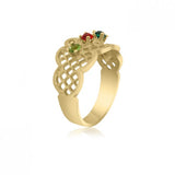 10K Yellow Gold Lattice Ring - 4 Birthstone Family Ring MJ2809