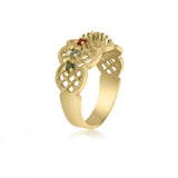 10K Yellow Gold Lattice Ring - 5 Birthstone Family Ring MJ2810