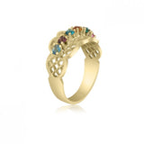 10K Yellow Gold Lattice Ring - 6 Birthstone Family Ring MJ2811