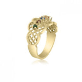 10K Yellow Gold Lattice Ring - 7 Birthstone Family Ring MJ2812