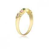 10K Yellow Gold Interlocking Hearts - 5 Birthstone Family Ring MJ2852