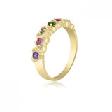 10K Yellow Gold Interlocking Hearts - 6 Birthstone Family Ring MJ2853