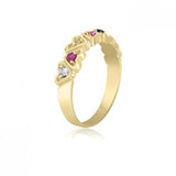 10K Yellow Gold Interlocking Hearts - 7 Birthstone Family Ring MJ2854