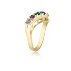 10K Yellow Gold Sweeping Leaf Ring - 5 Birthstone Family Ring MJ2866