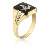 10K Yellow Gold Inlayed Onyx Masonic Ring 55MJB89855