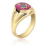 Red Oval Spinel Masonic Fraternity Ring in 10K Yellow Gold 55MJB891055