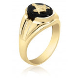 Black Onyx Oval Masonic Fraternity Ring in 10K Yellow Gold 55MJB891955