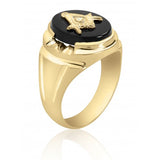 Oval Onyx Masonic Fraternity Ring in 10K yellow Gold 55MJB892155