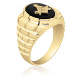 Masonic Fraternity Ring in Black Onyx and 10K Yellow Gold Brick Work 55MJB892555