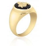 Simple 10K Yellow Gold and Onyx Masonic Fraternity Ring 55MJB892655