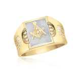 Two Toned Twined Rope Masonic Fraternity Ring in 10K Gold 55MJB893155