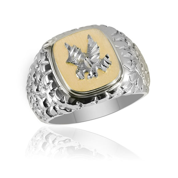 10K Two Tone Men's Eagle Ring