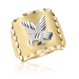 10K Two Tone Men's Eagle Ring with Nugget Pattern