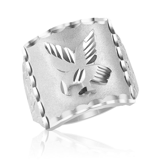 Sterling Silver Men's Eagle Ring with Nugget Pattern MJB9909S