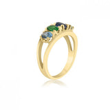 10K Yellow Gold Oval Stone Ring - 4 Birthstone Family Ring MJF451-10