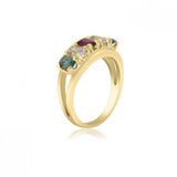 10K Yellow Gold Oval Stone Ring - 5 Birthstone Family Ring MJF451-11